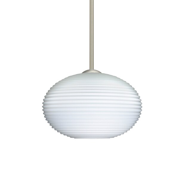 Besa Lighting Pape 12 Cord Pendant, Opal Ribbed, Satin Nickel Finish, 1x9W LED 1TT-491307-LED-SN - main